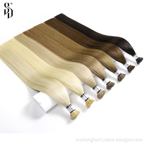 natural itip extension hair straight cuticle aligned 100% human remy hair extension double drawn i tip hair extensions wholesale